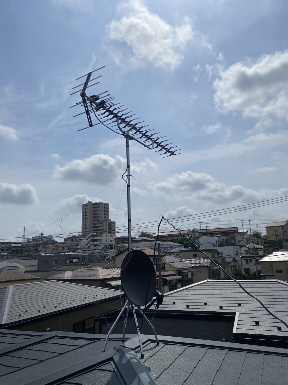 屋根上のテレビアンテナ